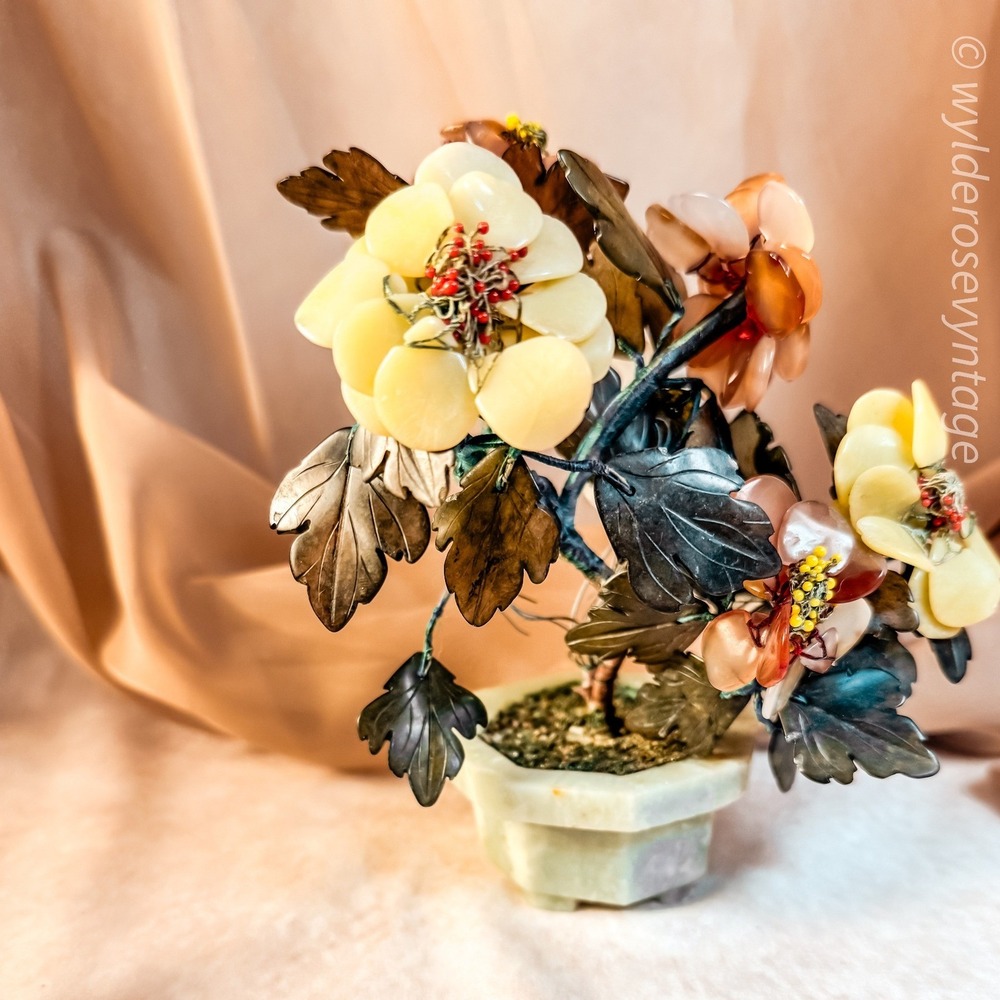 Chinese Hardstone Bonsai Tree Sculpture - Picture 4 of 7